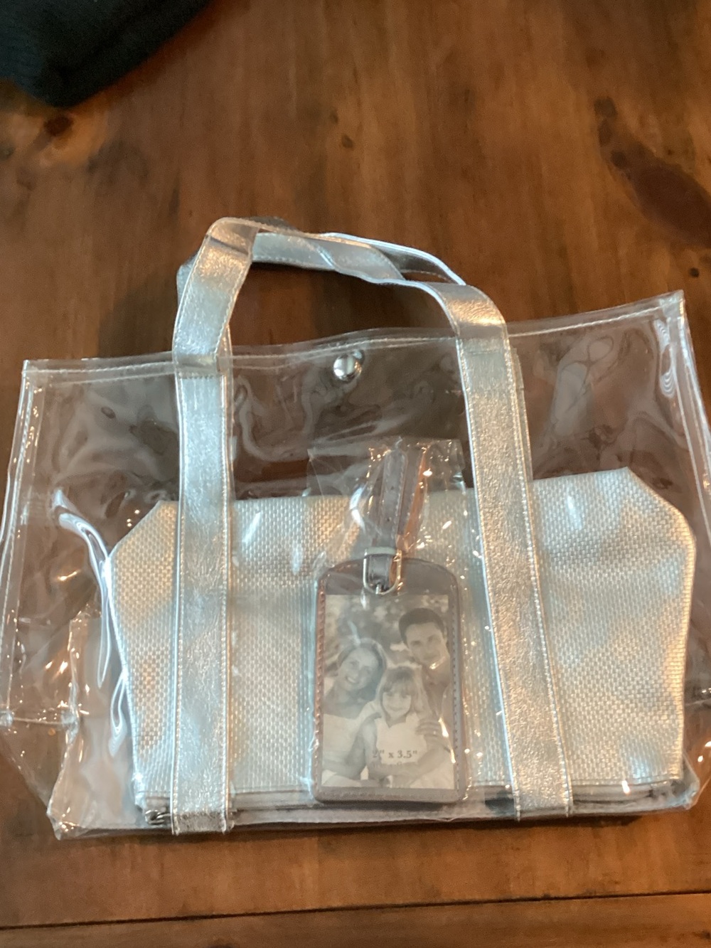 Clear PVC Tote Bag with Silver Accents - Women